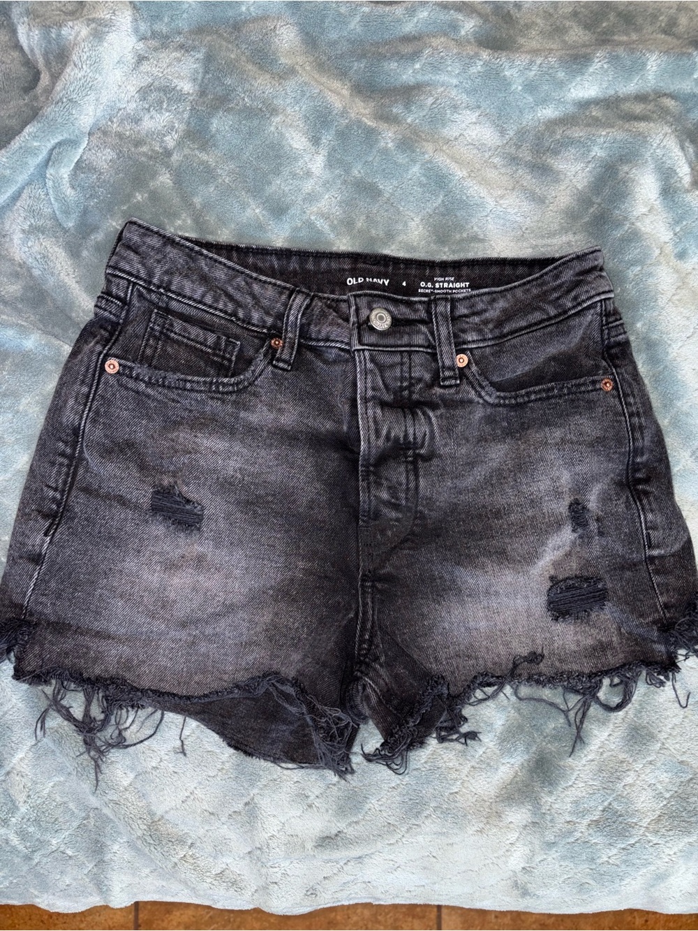 Old Navy Black Washed Distressed Jean Shorts
